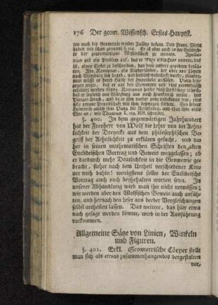 Allgemeine Sätze von Linien, Winkeln und Figuren.