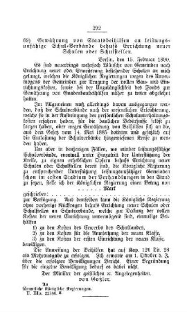 Gewährung von Staatsbeihilfen an leistungsunfähige Schul-Verbände behufs Errichtung neuer Schulen oder Schulstellen : [F. Oeffentliches Volksschulwesen]