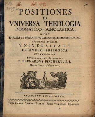 Positiones ex universa theologia dogmatico-scholastica