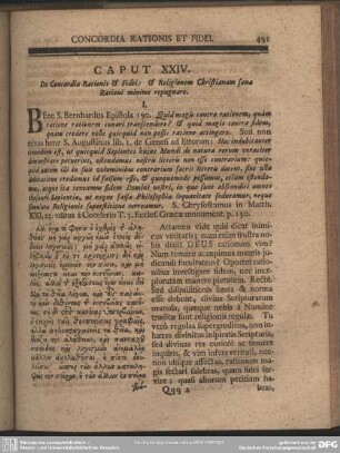 Caput XXIV. De Concordia Rationis & Fidei: & Religionem Christianam sana Rationi minime repugnare