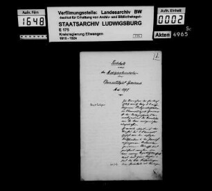 Medizinalvisitation im Oberamtsbezirk Gmünd 1898 und 1909