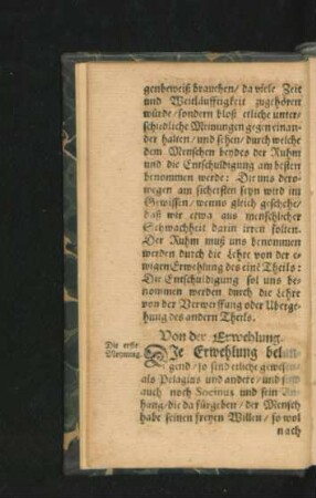Von der Erwehlung.