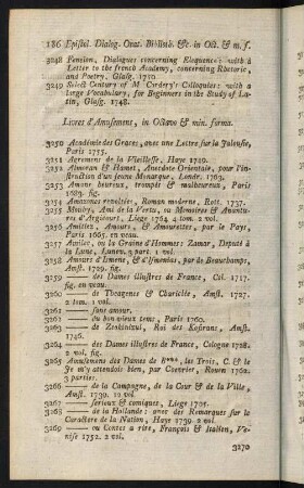 186-211, Livres & Amusemens, in Octavo & min. forma - Miscellani, in Octavo & min. forma