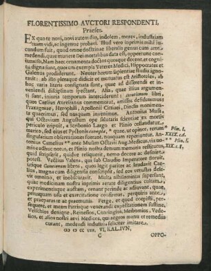 Florentissimo Auctori Respondenti, Praeses