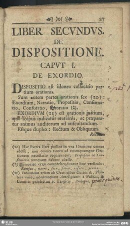 Liber Secundus. De Dispositione