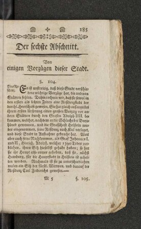 Der sechste Abschnitt. Von einigen Vorzügen dieser Stadt.