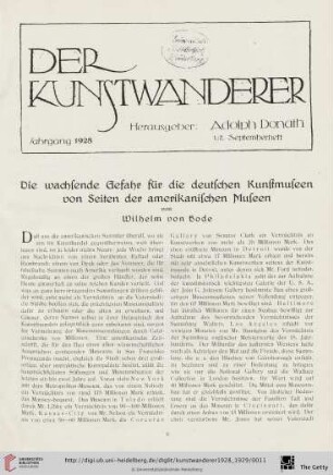 10/11: Die wachsende Gefahr für die deutschen Kunstmuseen von Seiten der amerikanischen Museen