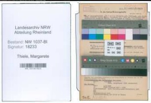 Entnazifizierung Margarete Thiele , geb. 18.10.1894 (Witwe)