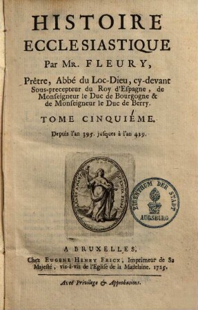 Histoire Ecclesiastique, 5. Depuis l'an 395 jusques à l'an 429