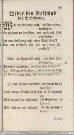 Wider den Aufschub der Bekehrung