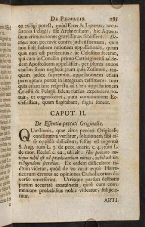 285-341, Caput II. De essentia peccati originalis