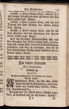 Die letzten Gebether Des Sterbenden. - Anhang Von dem Ende der kleinen Kinder.