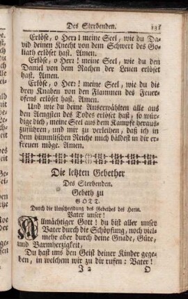 Die letzten Gebether Des Sterbenden. - Anhang Von dem Ende der kleinen Kinder.