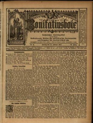 Erste Ausgabe vom Sonntag, den 11. Februar 1917.