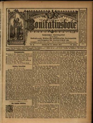 Erste Ausgabe vom Sonntag, den 11. Februar 1917.