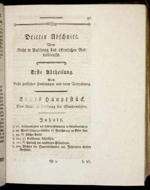 Dritter Abschnitt. Vom Recht in Ansehung des öffentlichen Gottesdiensts