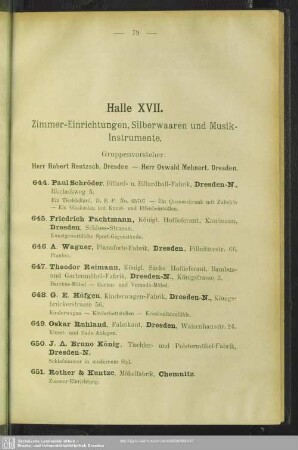 Halle XVII. Zimmer-Einrichtungen, Silberwaaren und Musik-Instrumente