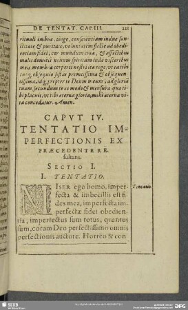Caput IV. Tentatio Imperfectionis Ex Praecedente Resultans