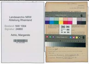 Entnazifizierung Margarete Adrio , geb. 13.03.1910 (Putzhilfe)