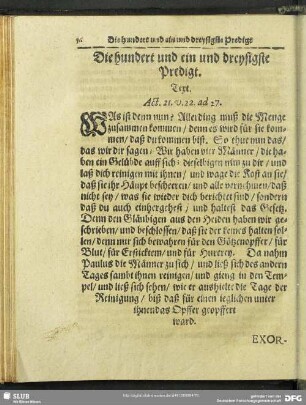 Die hundert und ein und dreysigste Predigt