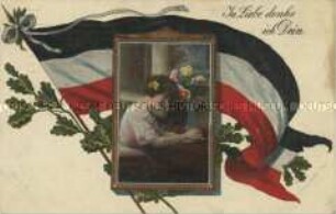Patriotische Postkarte mit Frauenbild