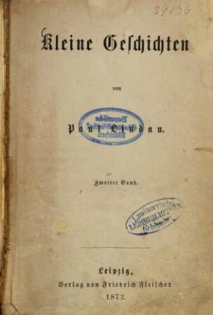 Kleine Geschichten von Paul Lindau, 2