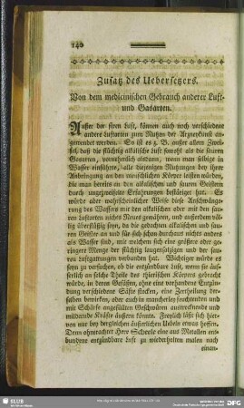 Zusatz des Uebersetzers. Von dem medicinischen Gebrauch anderer Luft- und Gasarten