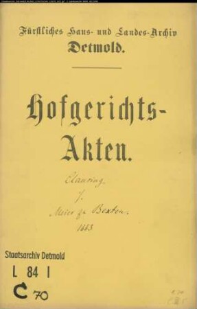 Clausings Witwe Ermgard Höcker gegen Johann Meier zu Bexten - Schuldforderung