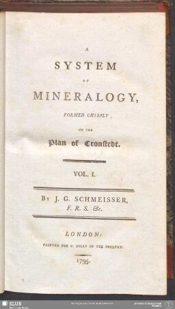 1: A System Of Mineralogy, Formed Chiefly On The Plan of Cronstedt