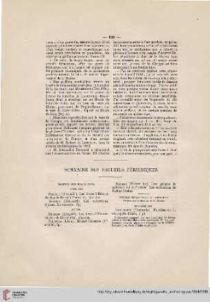 Sommaire des recueils périodiques