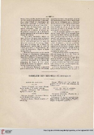 Sommaire des recueils périodiques