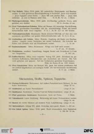 Stickereien, Stoffe, Spitzen, Teppiche (Nr. 516-568)