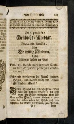 233-246, Die zwölfte Geschicht-Predigt. Peccatrix sancta, Oder Die heilige Sünderin.