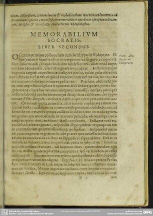 Memorabilium Socratis Liber Secundus