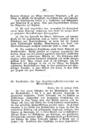 Lehrkräfte für den Handfertigkeitsunterricht an Mittelschulen : [G. Öffentliches Volksschulwesen]