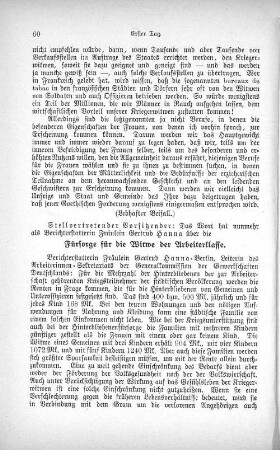 Fürsorge für die Witwe der Arbeiterklasse. Bericht von Fräulein Gertrud Hanna-Berlin, Leiterin des Arbeiterinnen-Sekretariats der Generalkomission der Gewerkschaften Deutschlands.