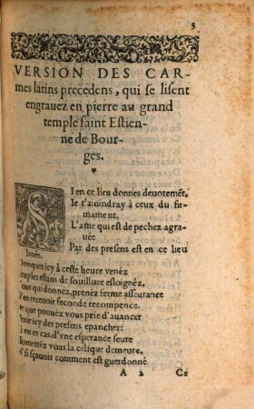 Version De Vingt-Hvict Carmes Latins Qvi Se Lisent Escrits en pierre au grand temple saint Estienne de Bourges ...