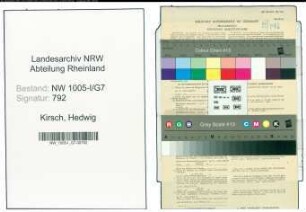 Entnazifizierung Hedwig Kirsch , geb. 30.01.1892 (Lehrerin)