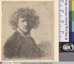 [Selbstbildnis mit krausem Haar; Self-Portrait with Curly Hair and White Collar; Portrait de Rembrandt aux cheveux crépus, sans année]