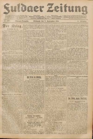 Ausgabe vom Mittwoch, den 09. September 1914.