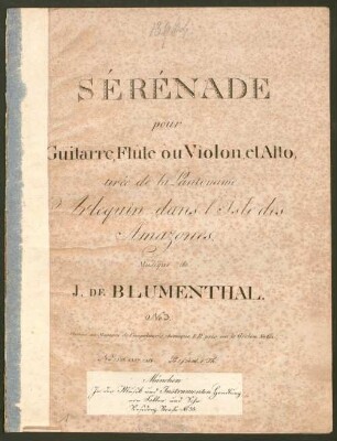 Sérénade pour guitarre, flûte ou violon, et alto tirée de la pantomime "Arlequin dans l'isle des amazones" : de J. de Blumenthal, 3