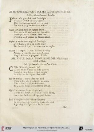 Al pittore nell‘ atto di fare il detto ritratto […]