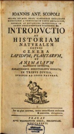 Introductio ad historiam naturalem