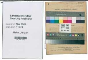 Entnazifizierung Johann Hahn , geb. 15.07.1906 (Rangierer)