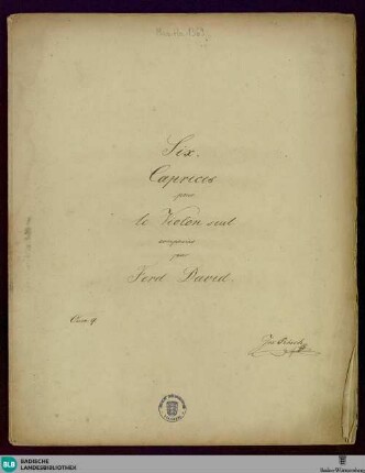 6 Capriccios - Mus. Hs. 1369 : vl