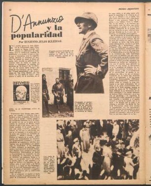 D'Annunzio y la popularidad
