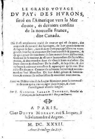 Le grand voyage du Pays des Hurons