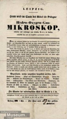 Leipzig. Hydro-Oxygen-Gas-Mikroskop