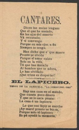El Lapicero. : Tango de la zarzuela "La Torre del Oro"