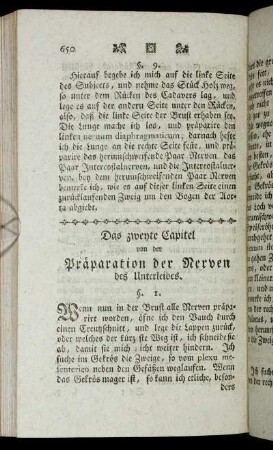 Das zweyte Capitel von der Präparation der Nerven des Unterleibes.